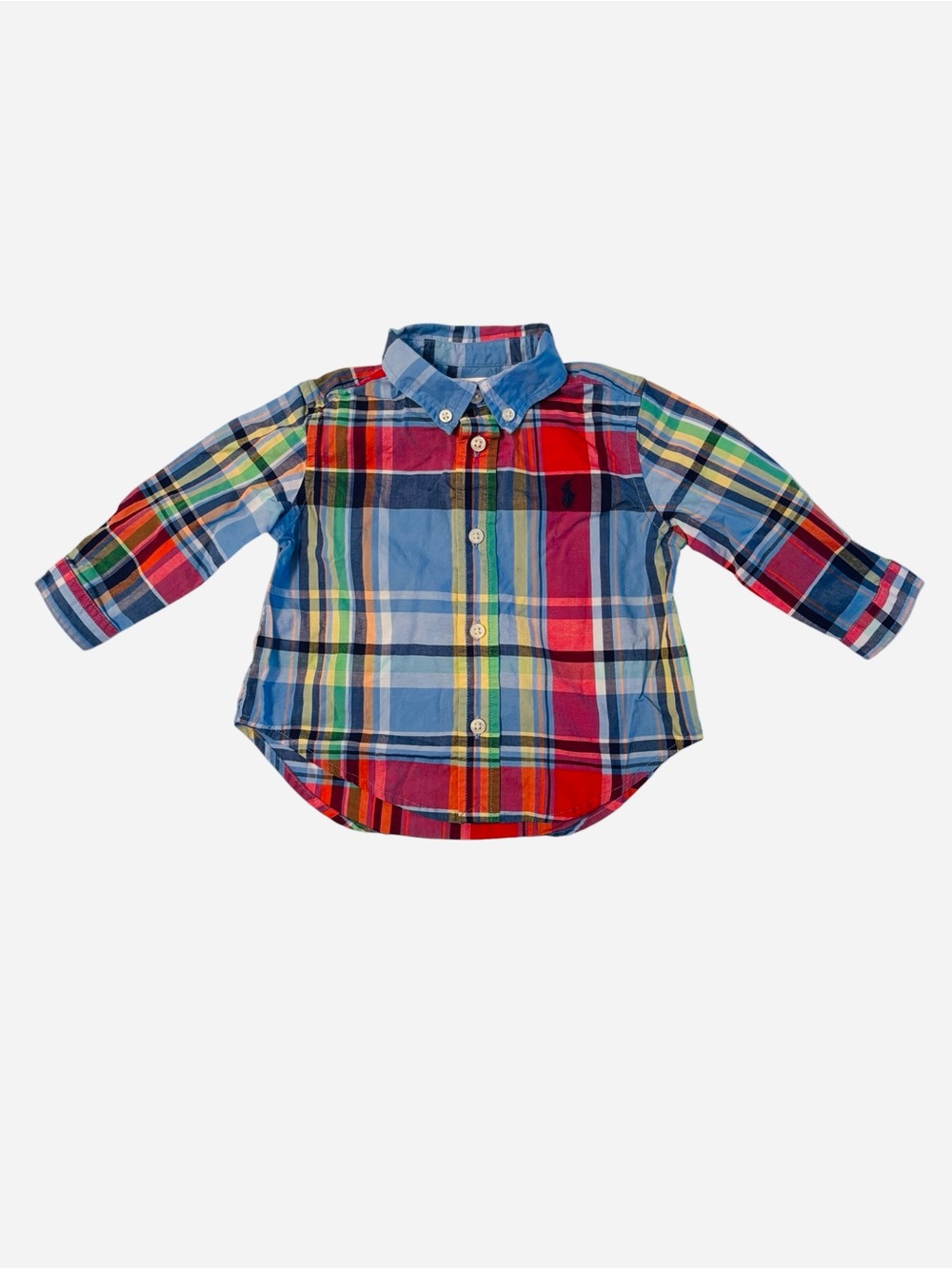 Ralph Lauren Multi-Color Plaid Button-Down Shirt - Blue/Red/Green 6M 4 0568